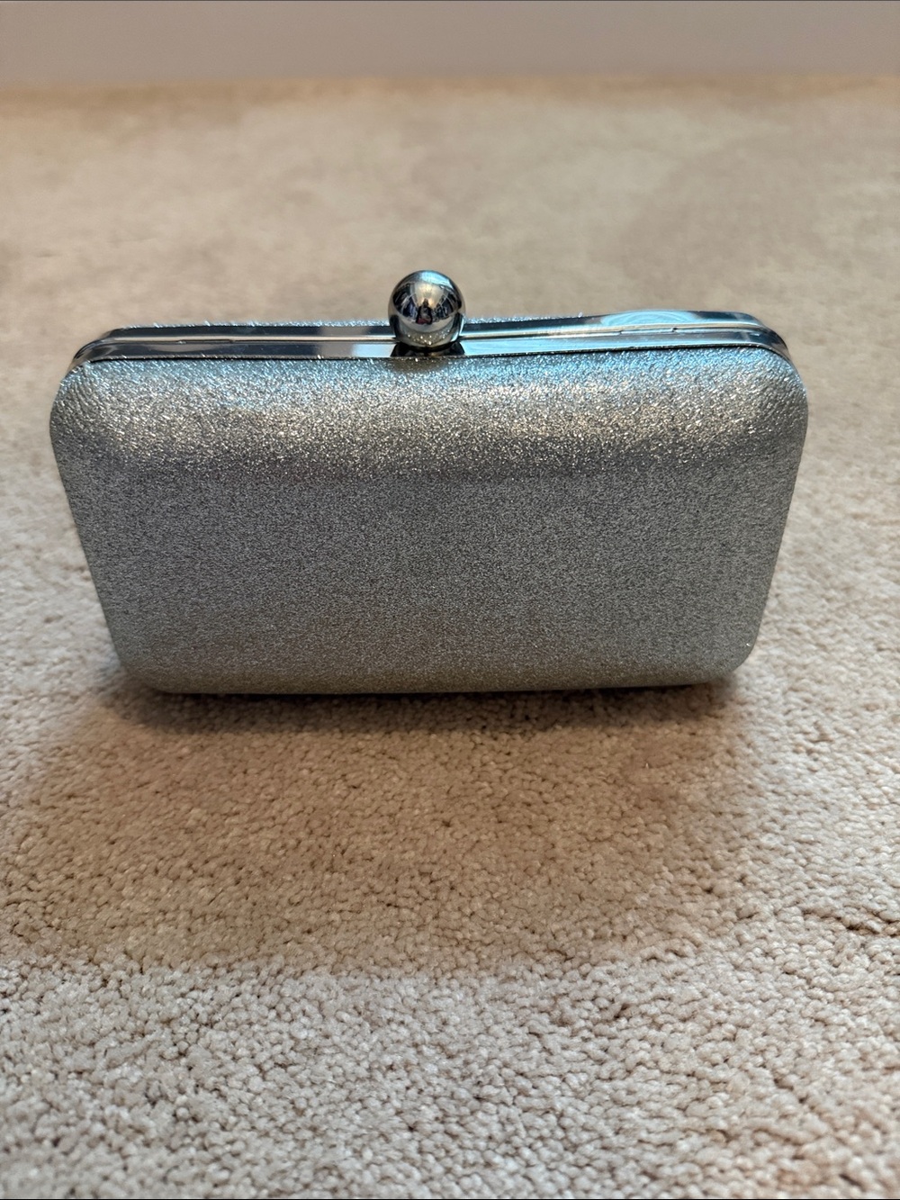 Silver Glitter Hardcase Clutch Bag